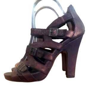 Donald J. Pliner gladiator iridescent red/bronze strappy 4” sandals SZ 6.5